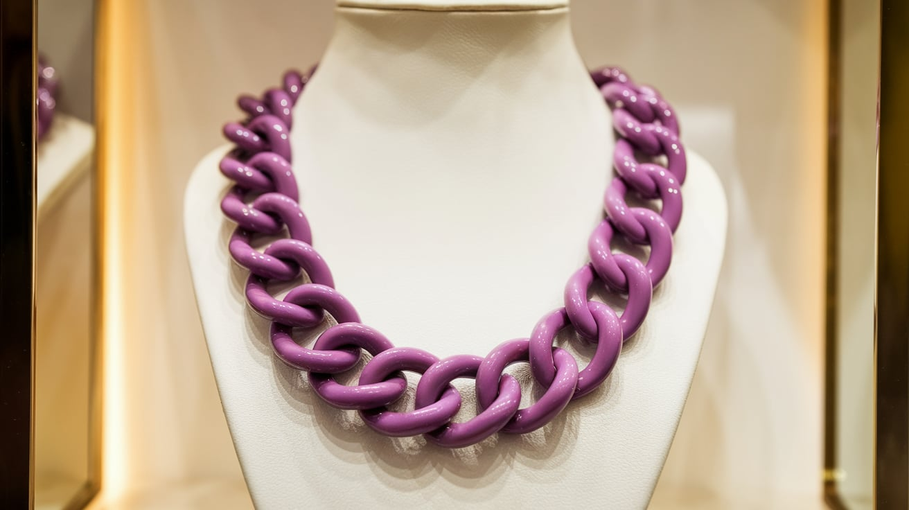 J Crew Raspberry Purple Enamel Link Strand Necklace