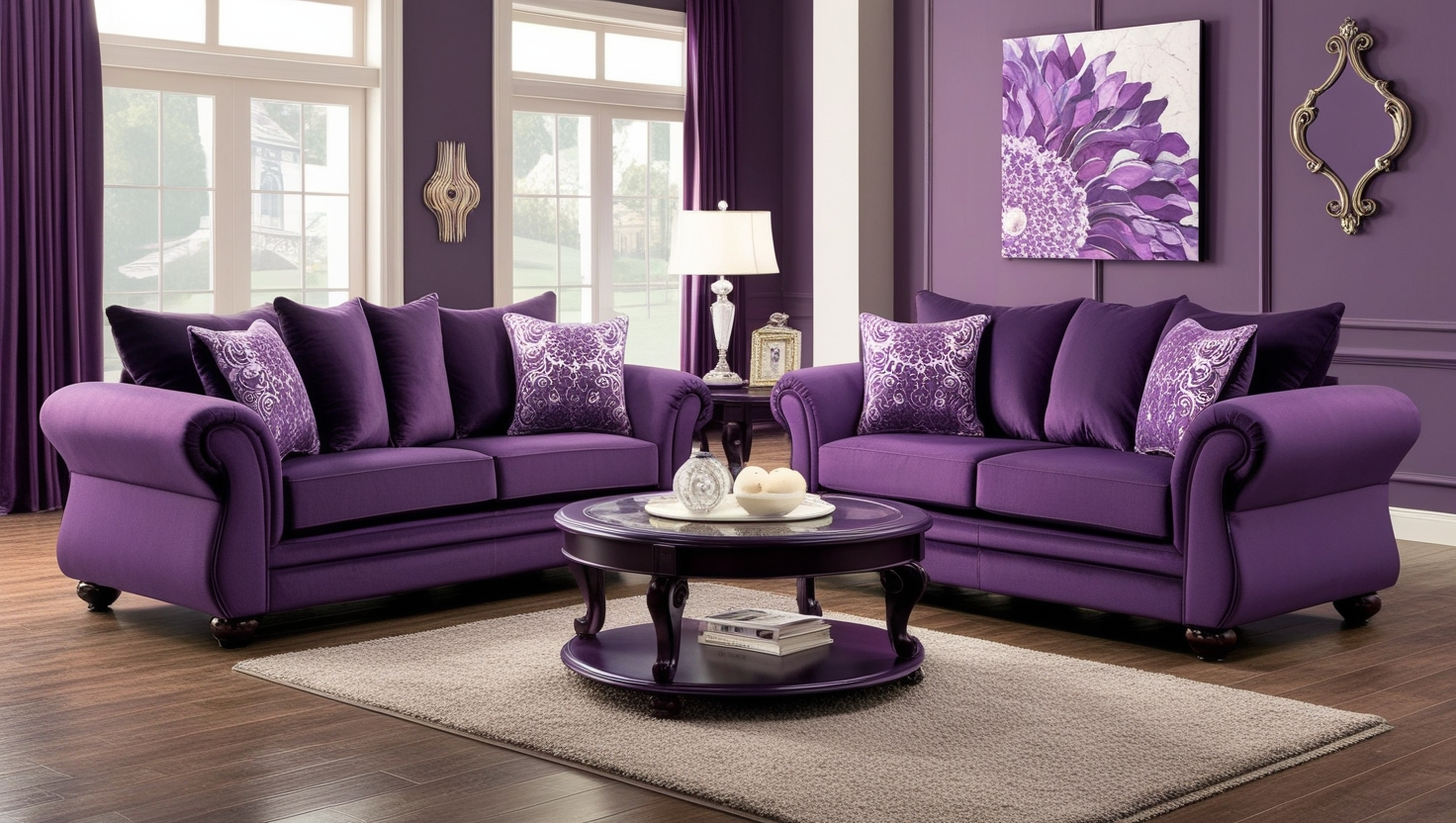 Surti Purple 2 Pc Living Room Set